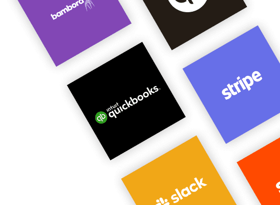 Software integrations supported by FieldNexus, including QuickBooks, Stripe, Slack, and Bambora